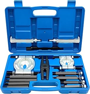 Mulcort Juego de extractores de rodamientos de 14 piezas, 5 toneladas de alto rendimiento con mandíbulas de 2 y 3 pulgadas, juego de herramientas con maletín, color azul