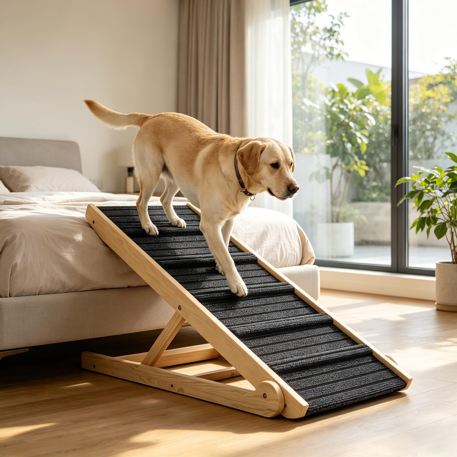 Rampa Plegable para Perros de Madera, Ajustable Madera 7 Alturas,
