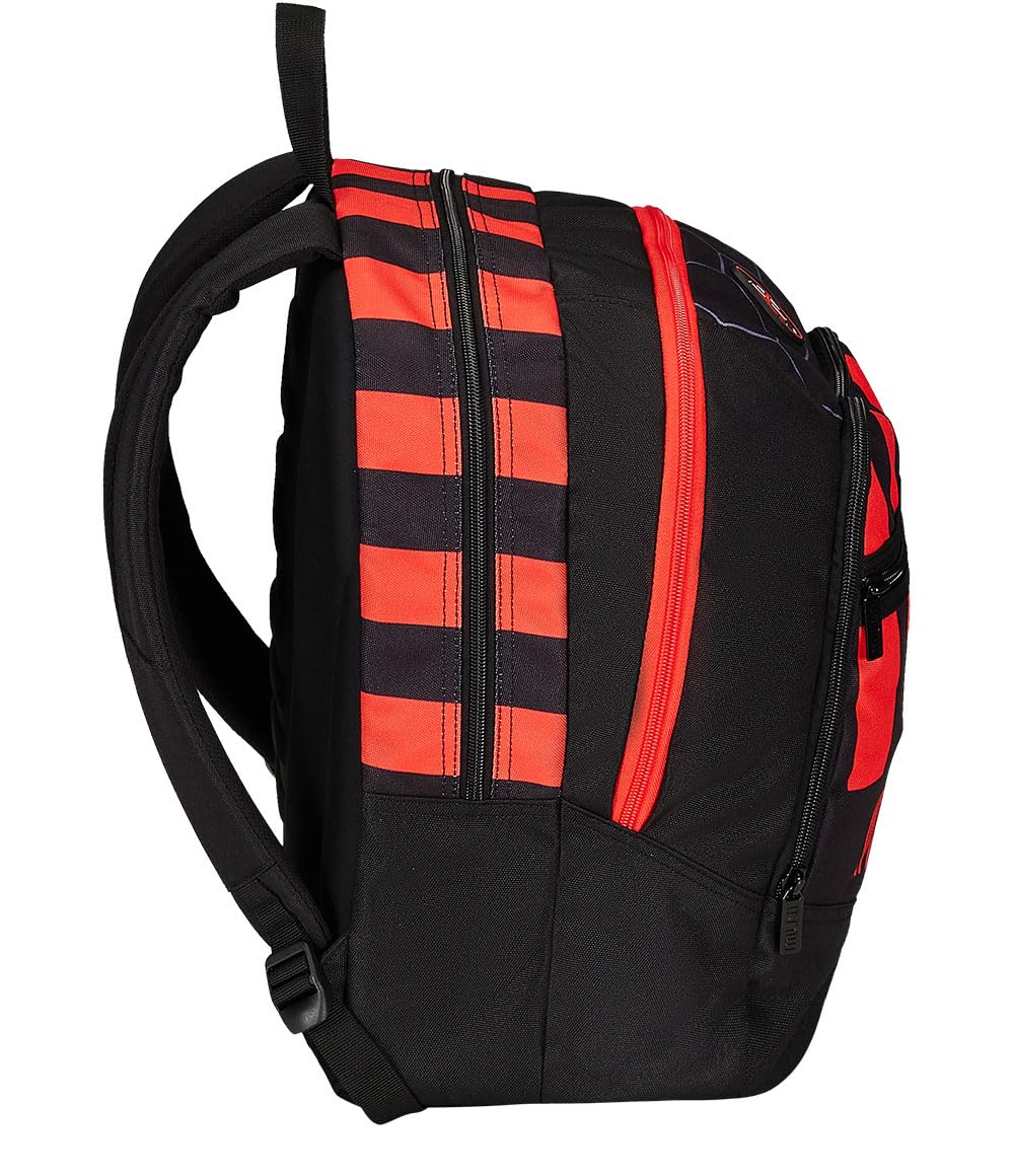 Zaino Scuola ADVANCED - A.C. MILAN Calcio - PATH OF VICTORY, Nero Rosso - Zaino Doppio Scomparto con Tasca Porta Borraccia - Zaino Scuola Bambino, Ragazzo