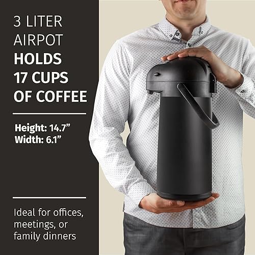 Miniatura 20 de Jarra térmica para café Airpot de 74 oz, mantiene el café caliente durante 12 horas y frío durante 24 horas, termo de café de acero inoxidable