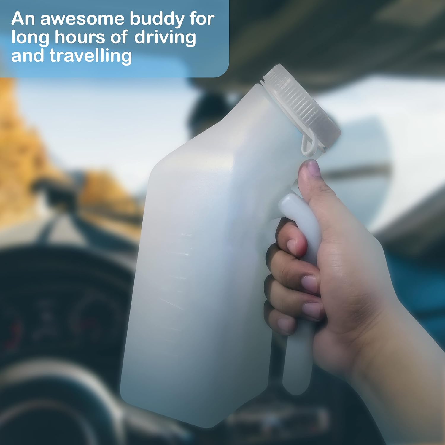 JJ CARE Urinals for Men 1000mL, Glow in The Dark Screw Cap - Portable Urinal for Men for Hospital, Incontinence, Elderly - Male Pee Bottle - Spill Proof Car Urinals (White) (Pack of 1) : Health & Household