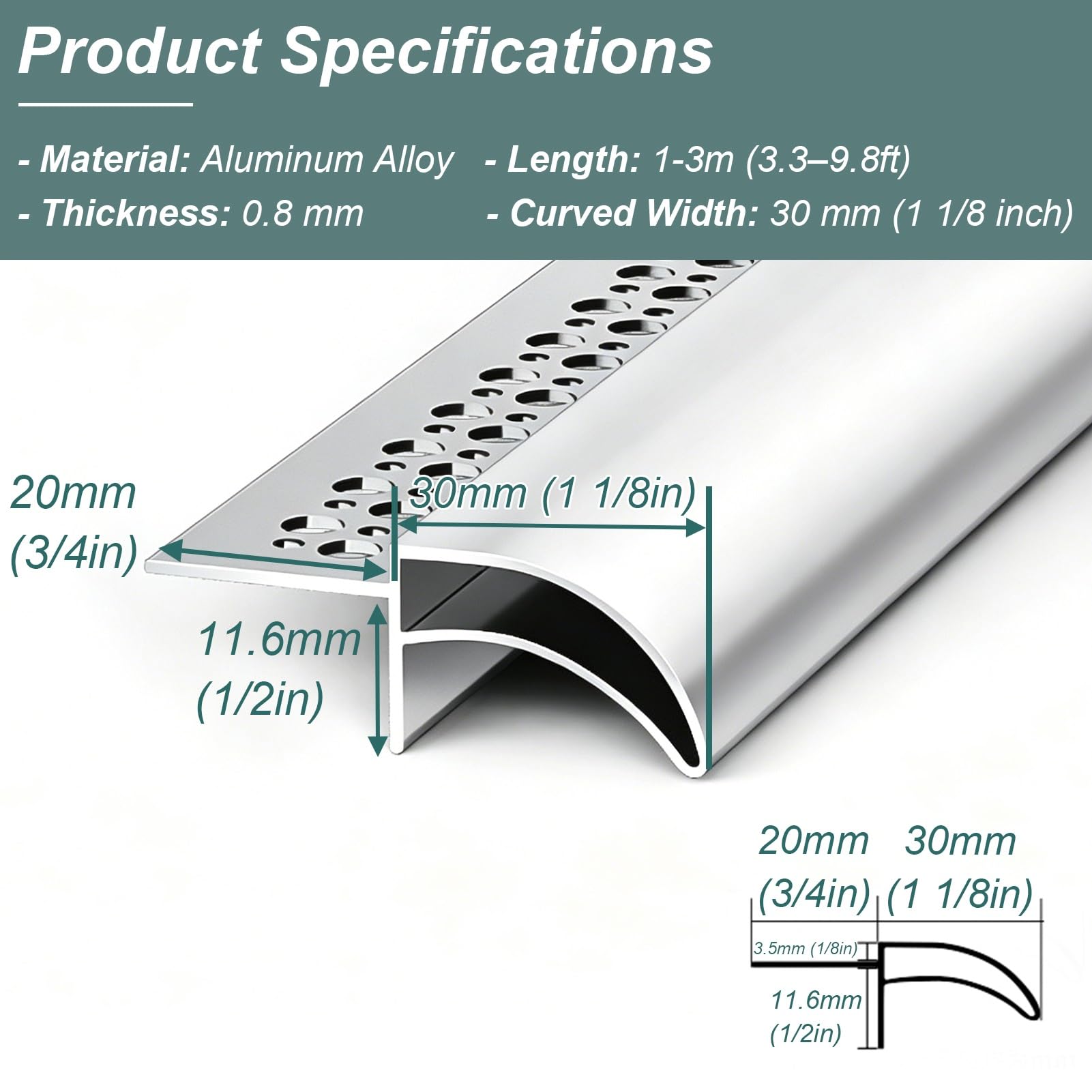 Tropfkantenprofil Dach- und Wand-Regenabweiser, Außen-Tropfkantenprofil Aus Aluminium, Fensterbank-Entwässerungsprofil – Schutz Der Wände Vor Feuchtigkeit(W1.2in/3cm,L3.3ft/1m)