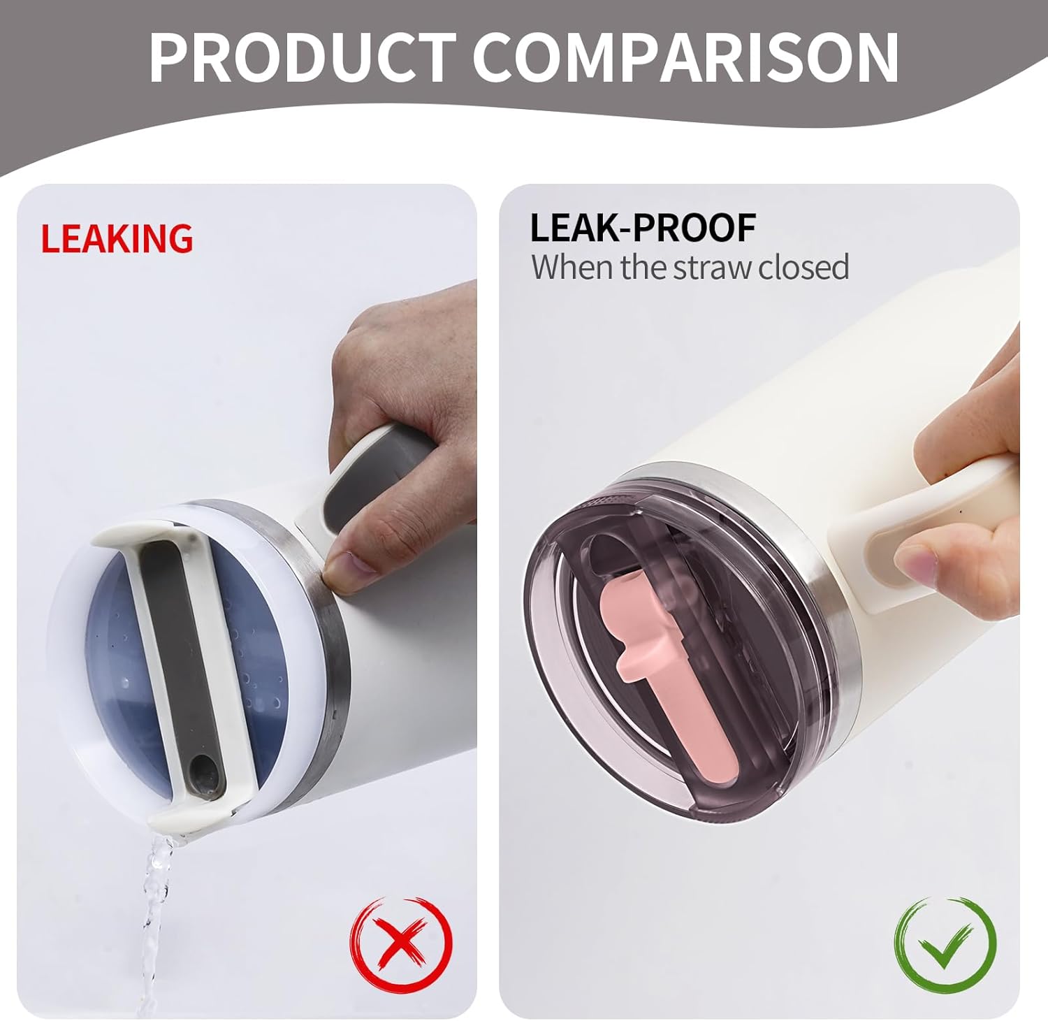 Replacement Leak Proof Tumbler FLIP Lid With Straw - Fit For Stanley ProTour Quencher and Quencher H2.0 20oz,30oz Tumbler (Peach, 20oz and 30oz) - Image 3