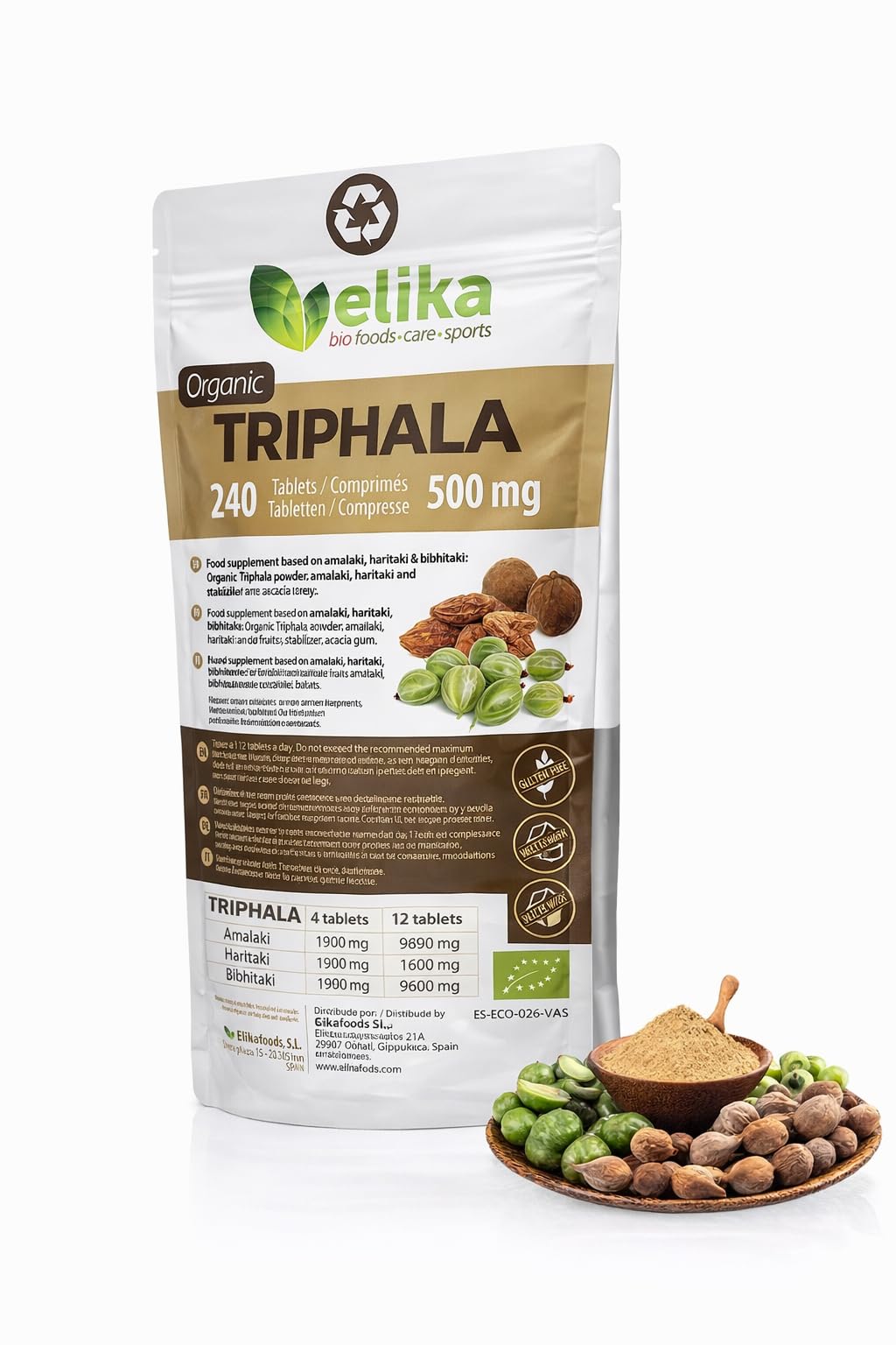 Triphala Elikafoods BIOLOGICA.240 compresse!!! Lassativo naturale aiuta contro la stitichezza. Lassativo naturale combatte la stitichezza. Compresse naturali costipazione, transito intestinale -