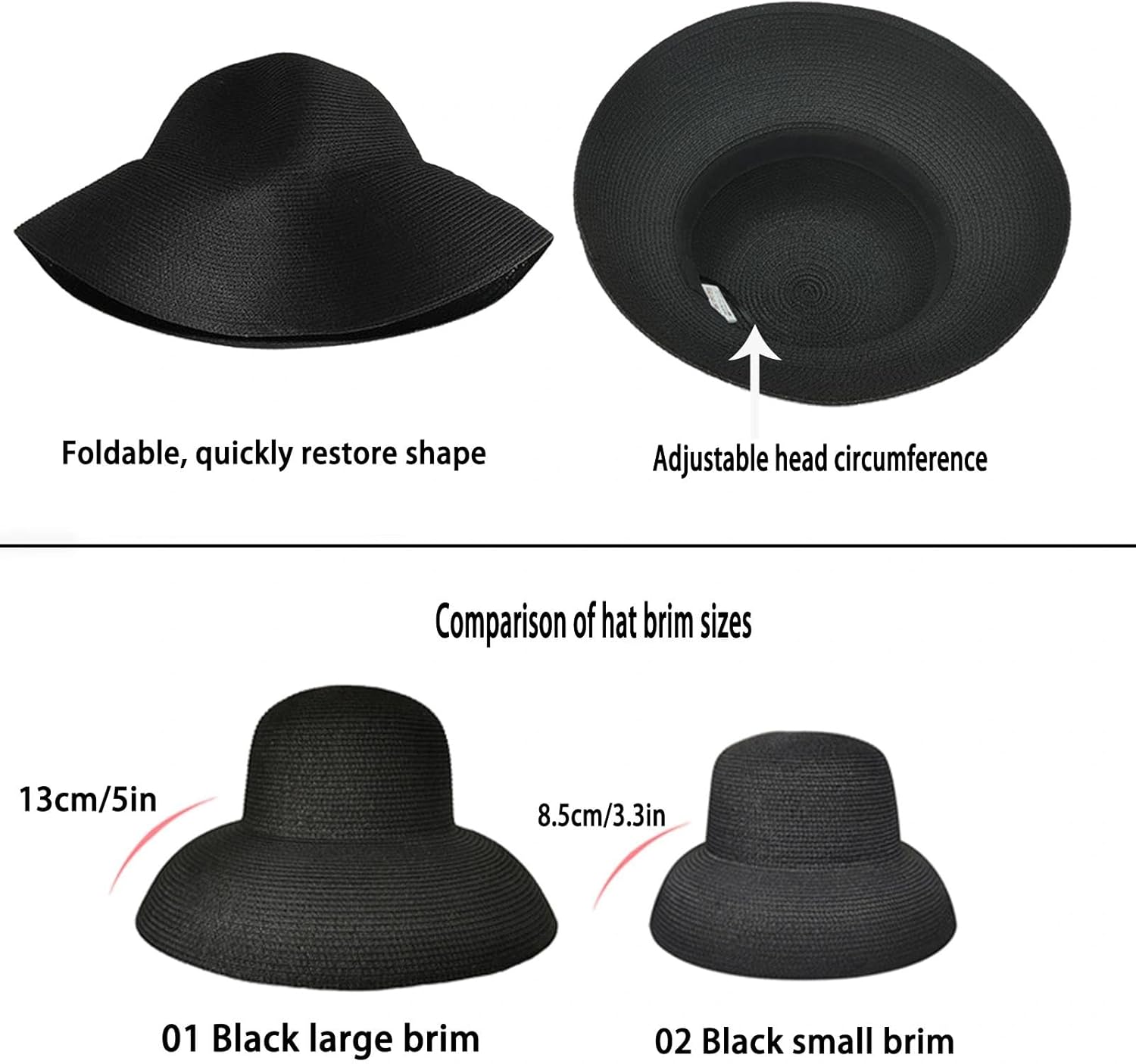 Wide-Brim Classic Elegant Style Foldable Straw Hat Women's Retro UV Resistant Sun Hats for Outdoor, Beach and Travel - Image 6