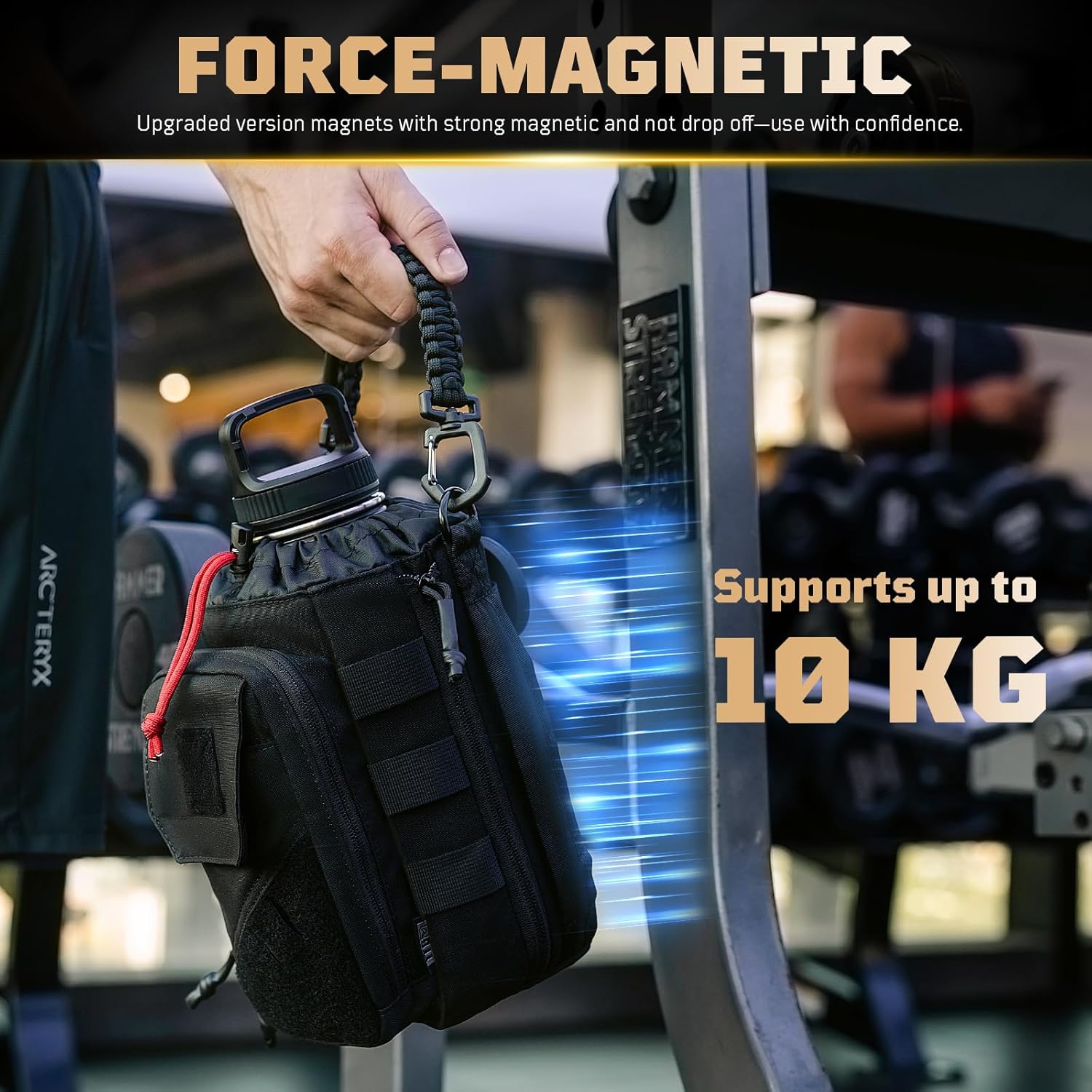 Magnetic Gym Bag for Men,Magnetic Gym Water Bottle Bag with Phone Pockets&40 64oz Multiple Size, Water Bottle Holder with Adjustable Shoulder, Ideal for Fitness,Sports,Travel - Image 2