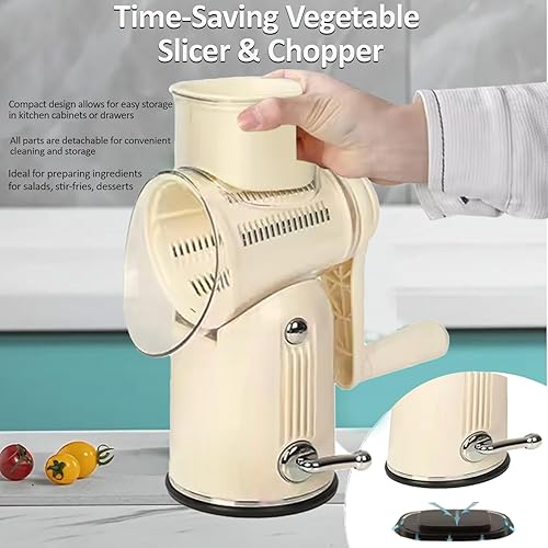 Miniatura 3 de Chef Power Rallador de queso giratorio de alta calidad con asa, accesorios de cocina, rebanador de pepino, rallador de ensalada de verduras,