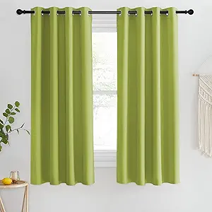 NICETOWN Blackout Short Curtain 63 inches Long for Windows, Thermal Insulated Curtain Grommet Room Darkening Window Treatment for Bedroom/Living Room, 1 Panel, W46 x L63, Fresh Green