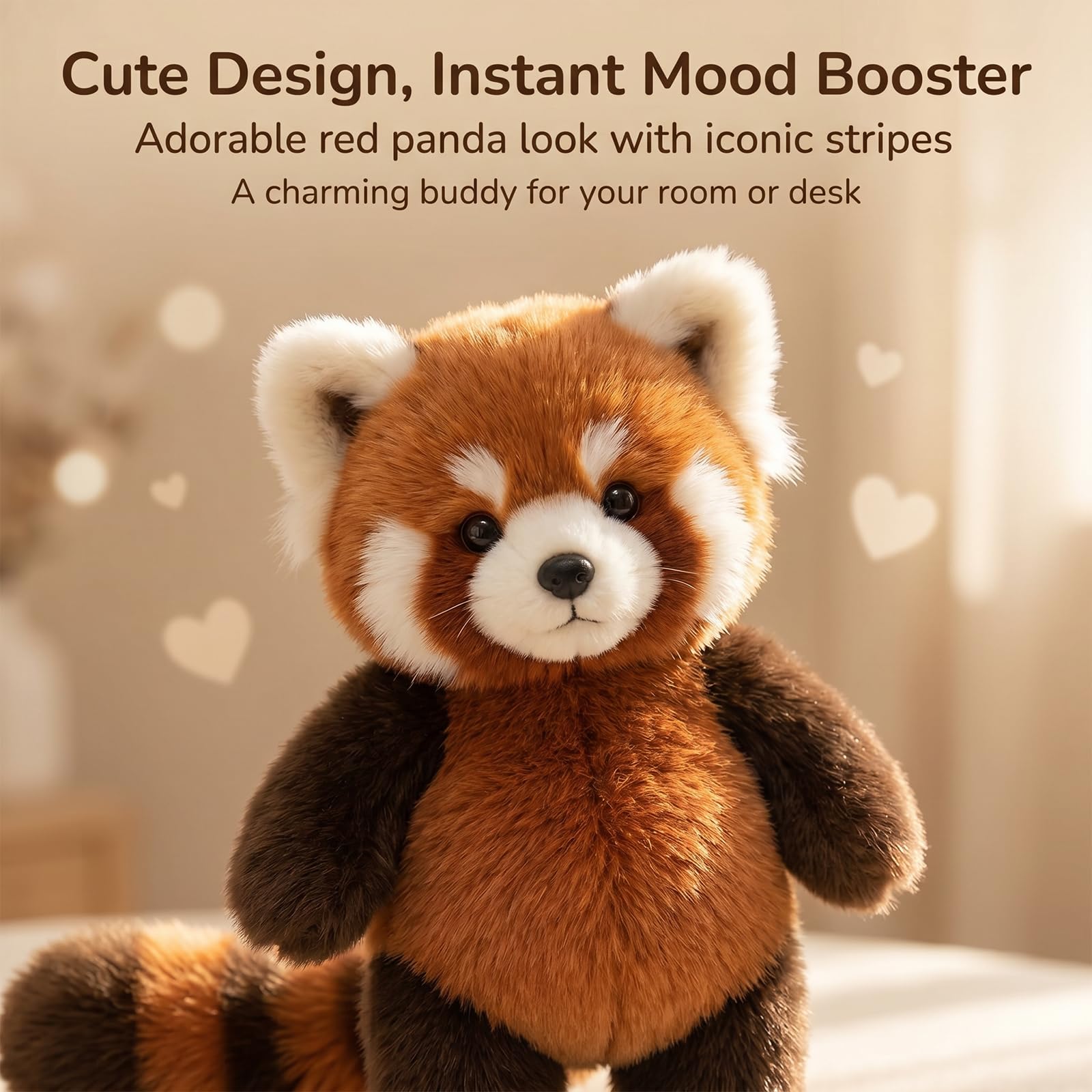 Générique Peluche Qui Court Panda Roux 55 cm, Doudou Anti-Stress Interactif, Cadeau Anniversaire Fêtes