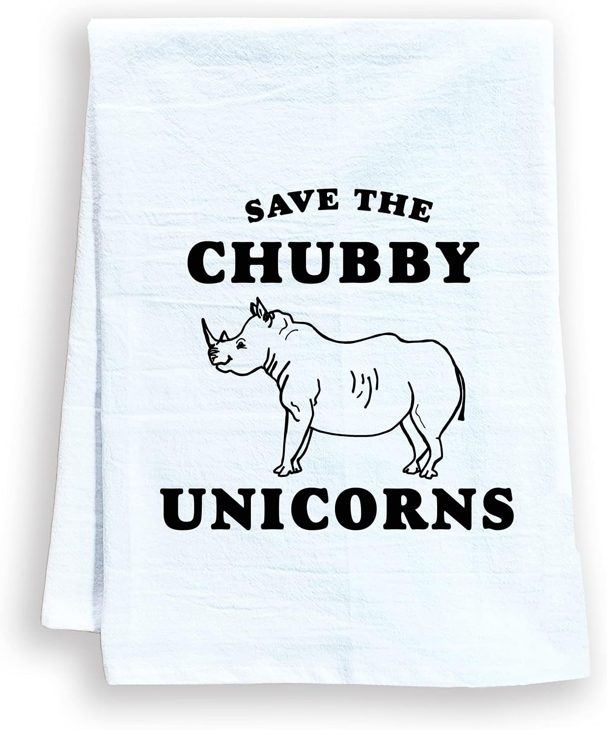 Moonlight MakersFunny Dish Towel, Save The Chubby Unicorns, Flour Sack Kitchen Towel, Sweet Housewarming Gift, Farmhouse Kitchen Decor, White (White)