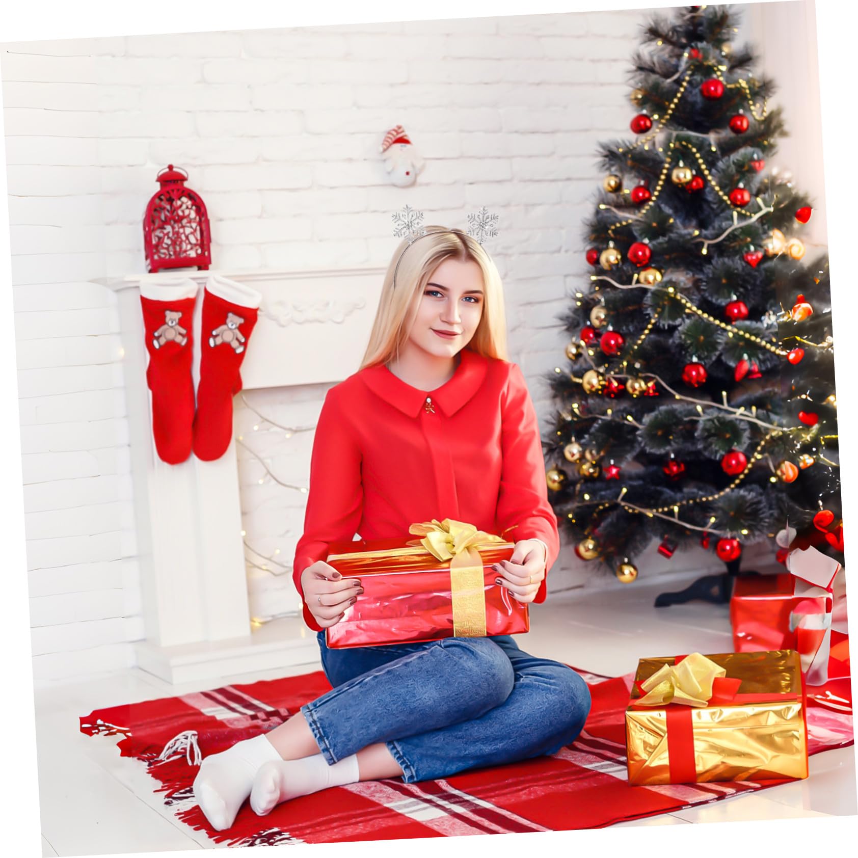 Mikinona 3 pezzi Fasce per Capelli con Cristalli di Accessori Natalizi Glitterati per Donna Cerchietti Leggeri e Confortevoli per Feste e Uso Quotidiano