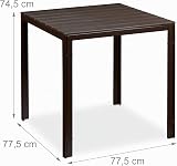 Relaxdays Tavolino da Giardino, Quadrato, Aspetto Legno, Balcone, Terrazza, Esterni, HLP: 74,5x77,5x77,5 cm, Marrone - 4
