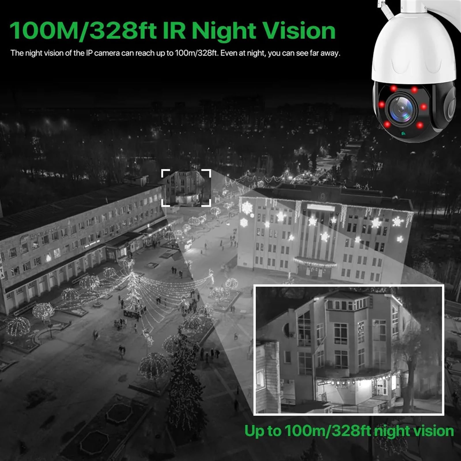 Telecamera di sicurezza, Telecamera IP esterna con scheda SIM 4G Zoom 30X speed dome PTZ di sorveglianza 5MP HD AI tracciamento automatico IR 80m(4G NO SD Card)