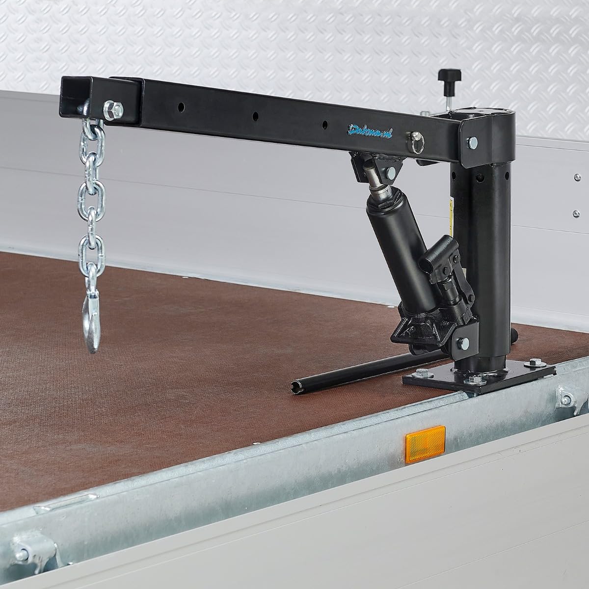 Datona - Hebebühne Auto Anhängerkran mit 360° Schwenkarm - teleskopierbarer Motorkran 135 cm Ausleger hydraulisch 4 Tragkraftstufen 225/270/315/450 kg Montagefuß schwarz