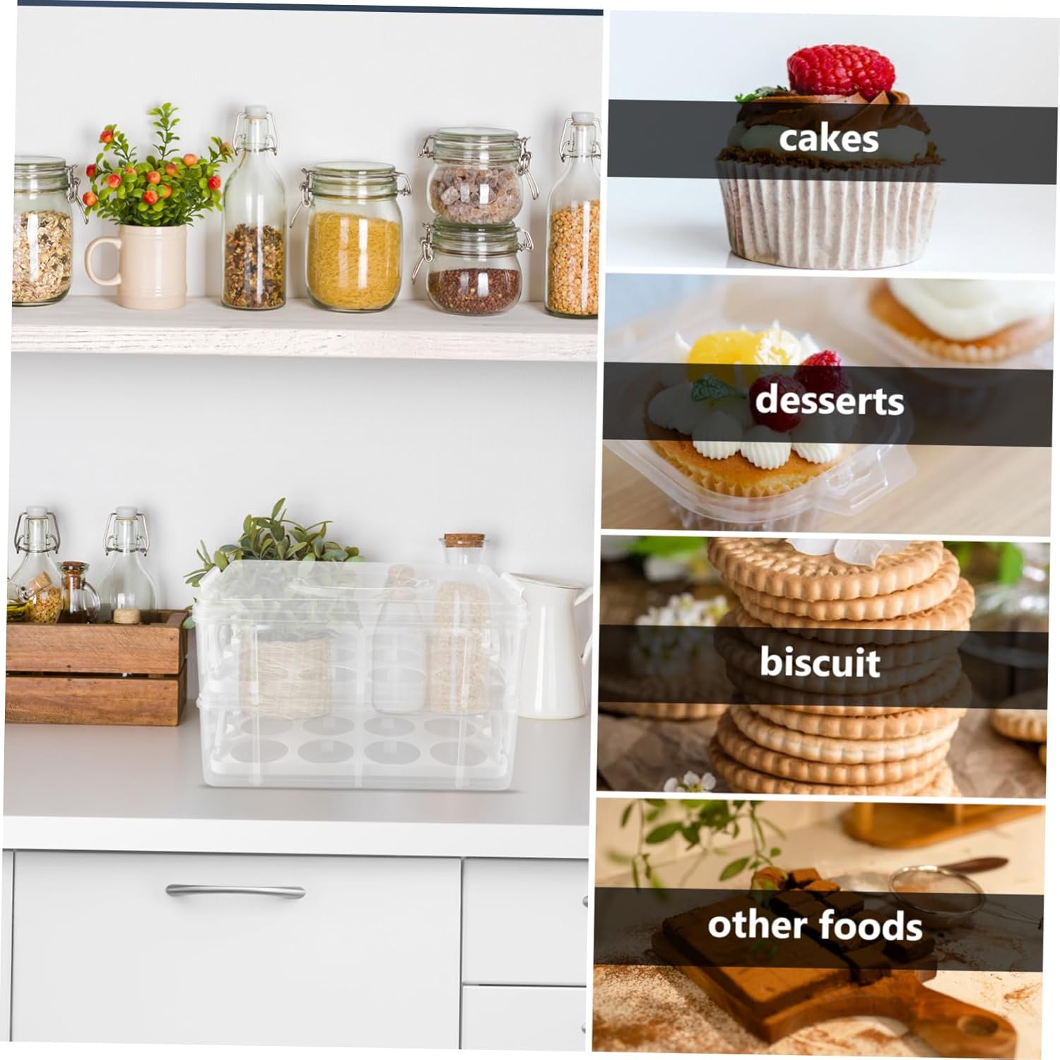 Portable Transparent Cupcake Carrier with Handle Two Cake Transport Box for Easy Organization and Access to Delicious Desserts Anytime Anywhere