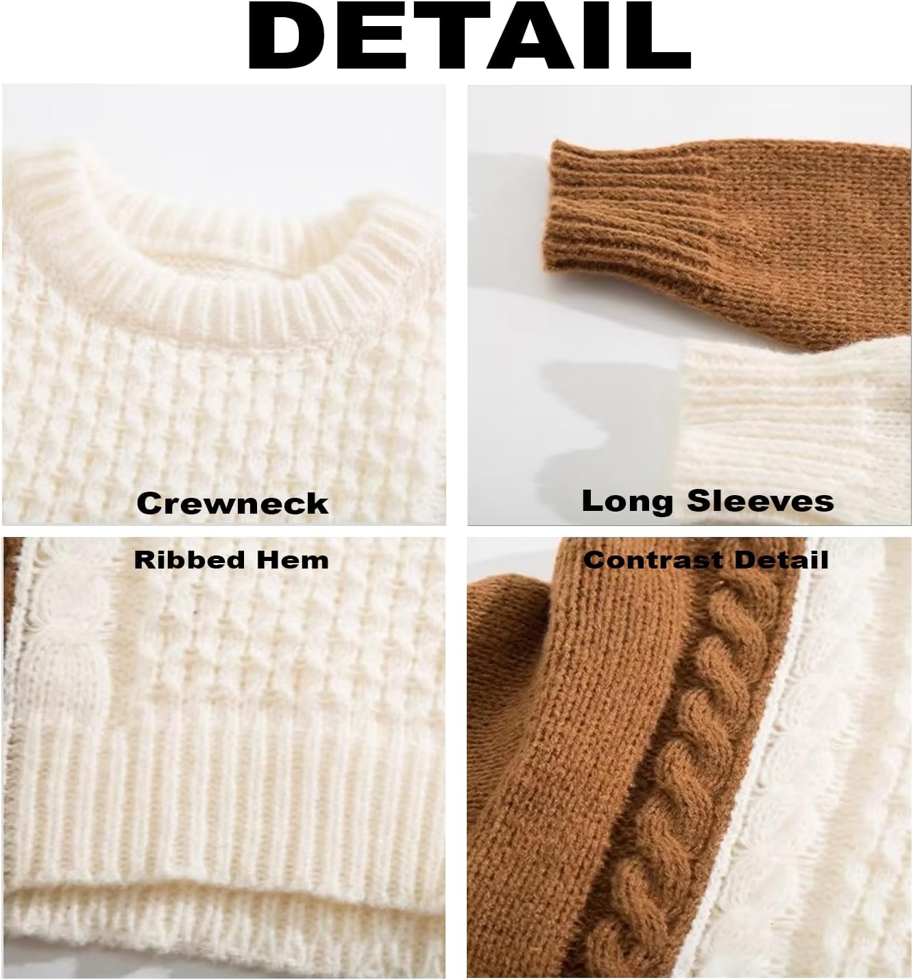 Men's Pullover Sweater Winter Ribbed Knitted Color Block Comfort Stylish Twists Cropped Sweater Long Sleeve Sweaters