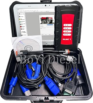 Cummins Inline 7 Data Link Adapter for Cummins with Insite 8.7/9.1 Software Truck Diagnostic Scanner Tool 5299899 5572620 Tool with 9.1 Software and Laptop