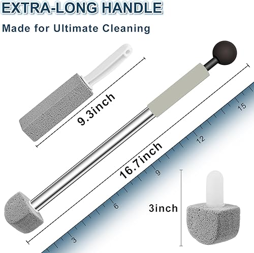 Miniatura 5 de Piedra pómez más grande con mango largo de 16.7 pulgadas, limpiador de esquinas de limpieza de esquinas para inodoro, baño, cocina, hogar, limpieza