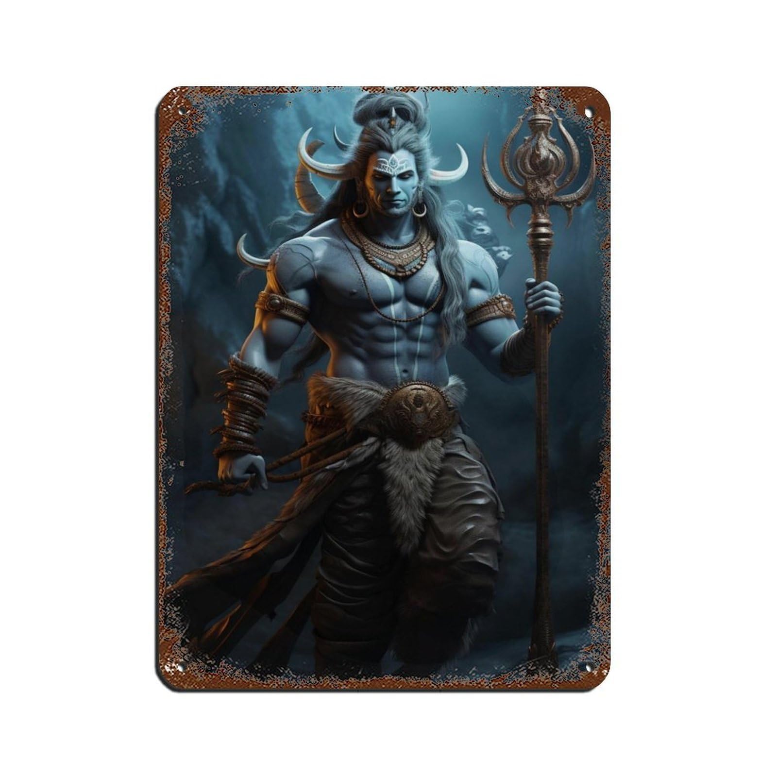 Hindu God Shiva Art Tin Sign Vintage Metal Pub Club Cafe Bar Home Wall Art Decoration Poster Retro 12x16inch(30x40cm)