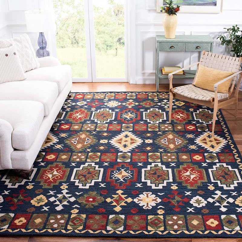 Image of Embossed Handmade GH Wool Thick Geometrical Carpet is a Stylish and Practical Addition to Any Living Room 6X8