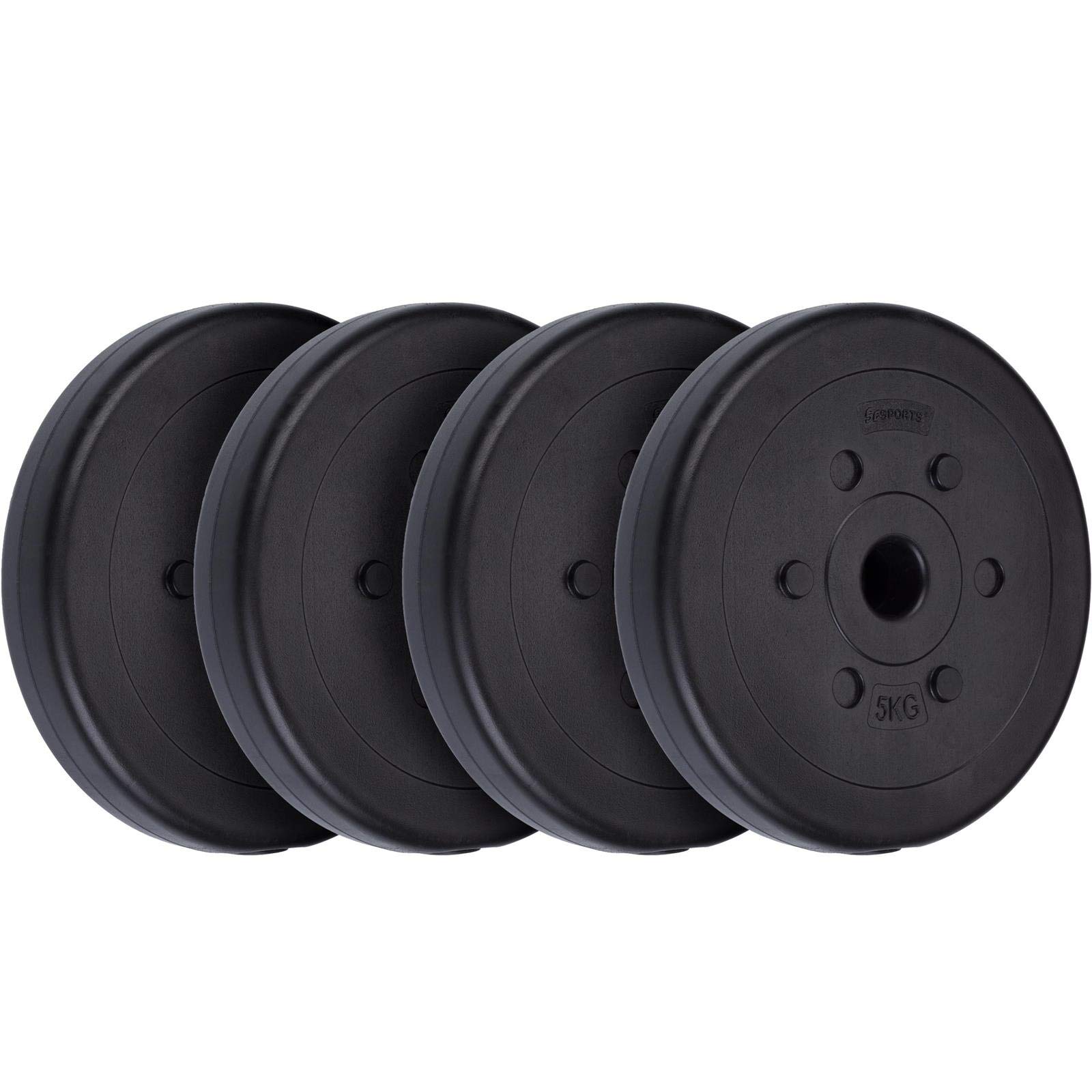 ScSPORTS Lot de disques d'haltères - 10/15/20/30/40 kg - Alésage 30/31 mm - En plastique - Noir - Lot de disques de poids, disques d'haltères, disques de fitness, poids pour haltères