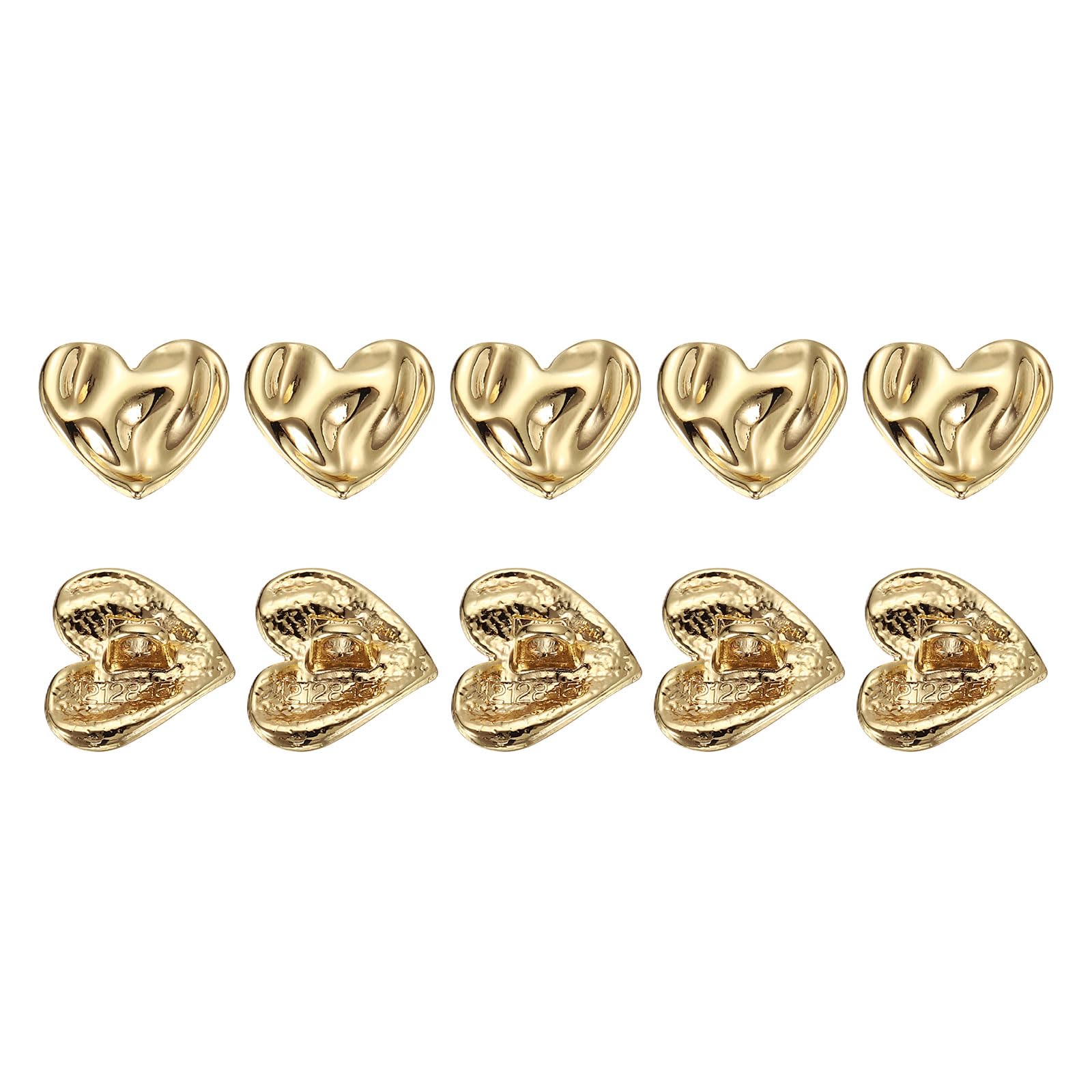 sourcing map 10Pcs Metal Heart Buttons, 14mm Heart Shape Sewing Craft Buttons with Single Hole for Sewing Blouse Shirt Button DIY Garments and Accessories, Gold
