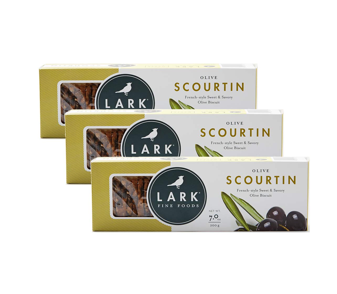 Scourtins - Hand Made Buttery French Olive Cocktail Cookies by Lark Fine Foods - Pack of 3