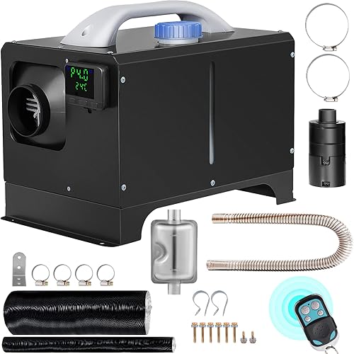 VEVOR Calentador de aire diésel de 8 KW, calentador de camión todo en uno de 12 V, calentador de estacionamiento con LCD negro, control remoto,