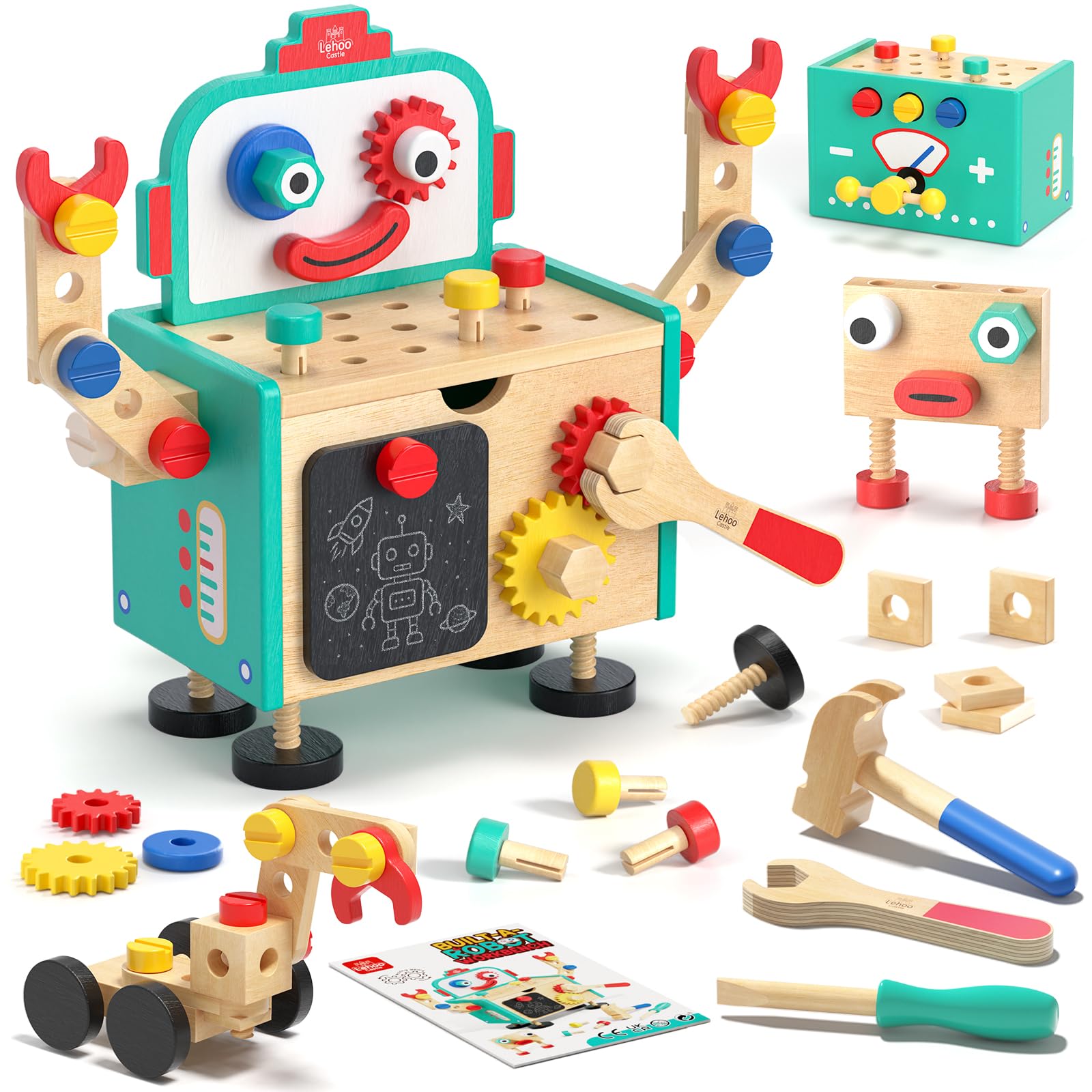ROBOT School 知育玩具セット Lehoo Castle Wooden Robot Kids Tool Set - Montessori Construction