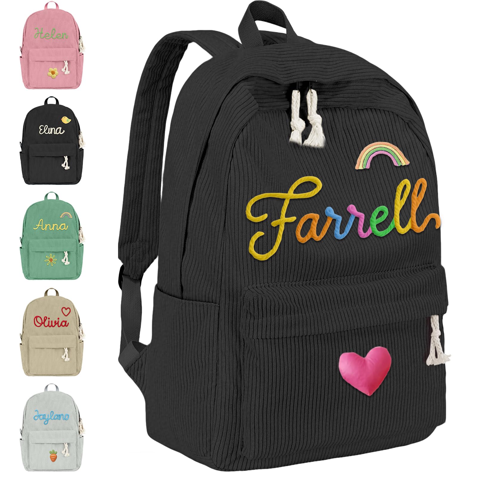 WBgjsnklbnl Custom Backpack with Name Personalized School Bookbag Bulk Customize for Kids Boy Girl Travel Camping Casual-Black
