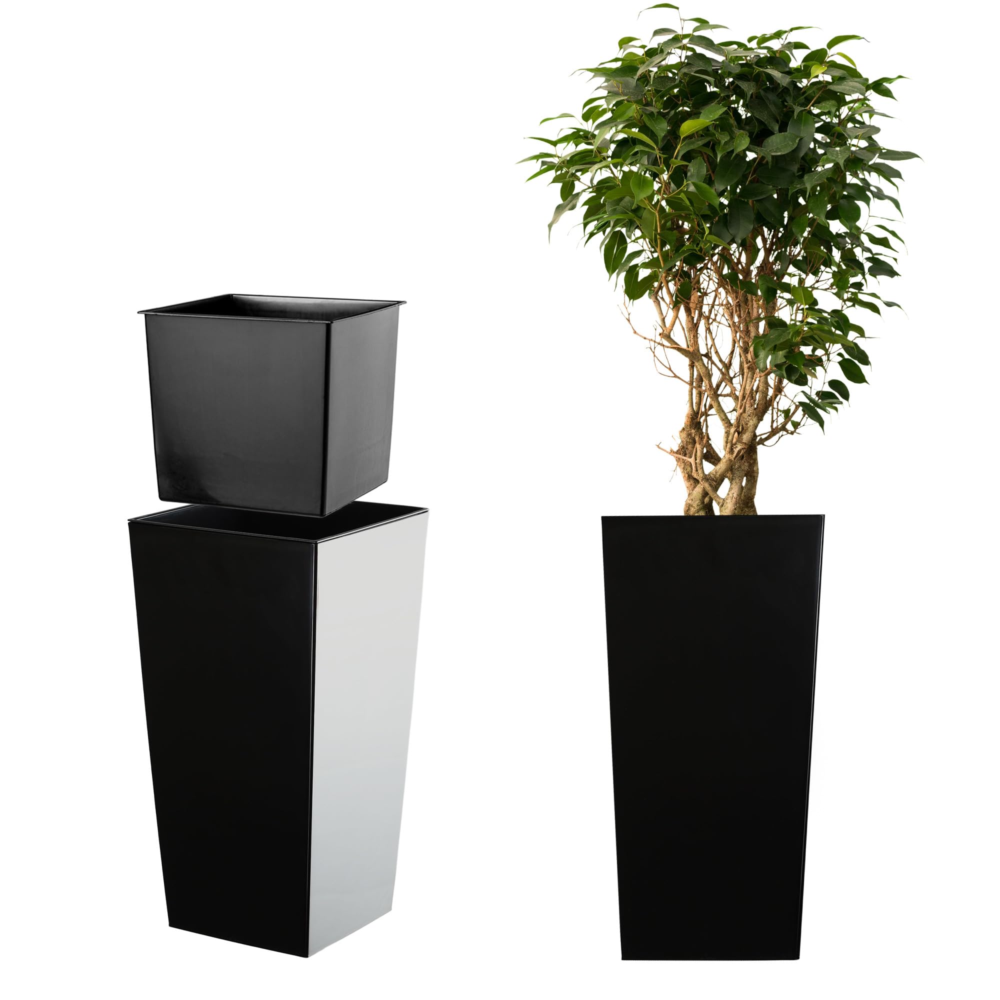 KADAX Macetero Alto de Diseño Moderno para Plantas de Interior y Exterior, Maceta Grande de Plástico, Jardinera Alta (Crema, Texturizado, 68 cm) — view 16