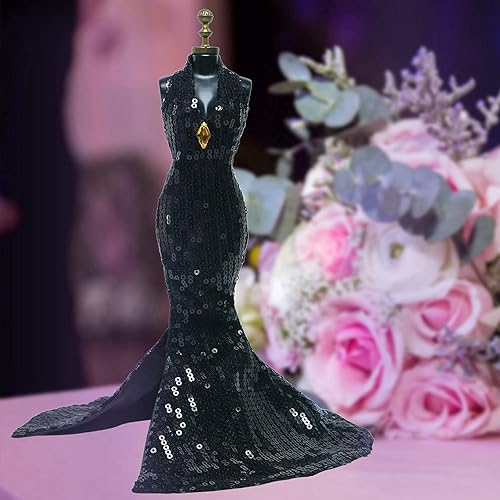 Miniatura 6 de Precioso vestido de muñeca hecho a mano, vestido de noche con desfile de moda de lentejuelas, trajes de fiesta de boda para accesorios de muñeca de