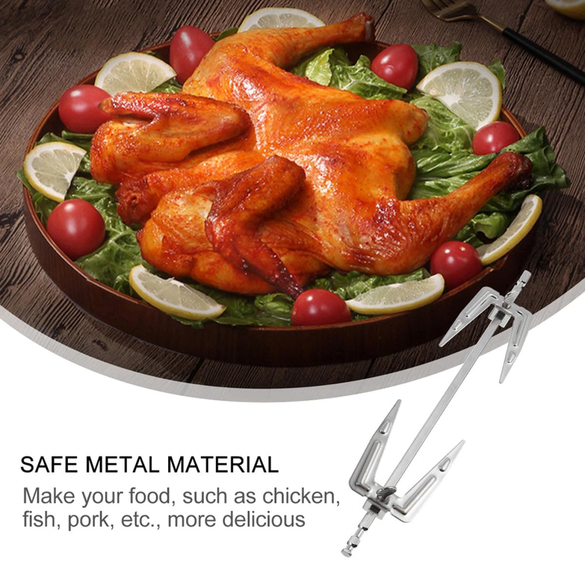 Forche Rotanti da Barbecue in Acciaio Inox 25cm 2 Pezzi | Argento, Antiruggine e Facili da Usare, per Pollo e Maiale, Accessori Bbq per Casa