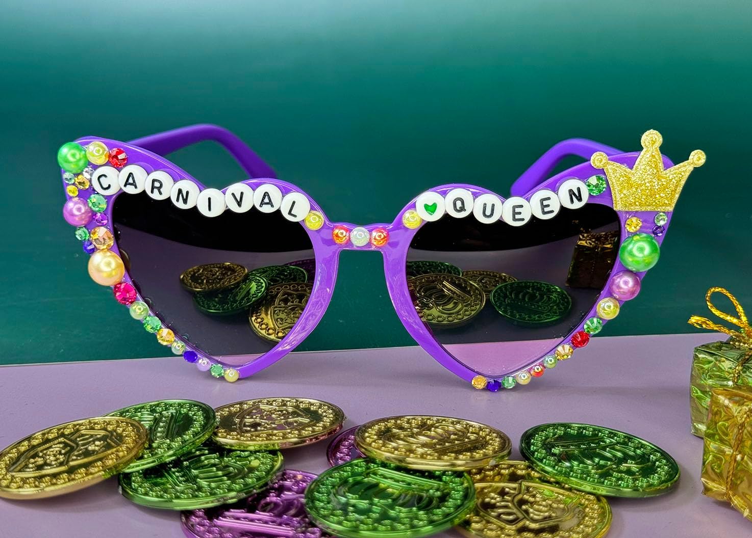 MardyGrass Glasses, Handmade Carnival Mask for Women, Festival Accessories for Colorful Party Outfits, Party Favors - Image 2