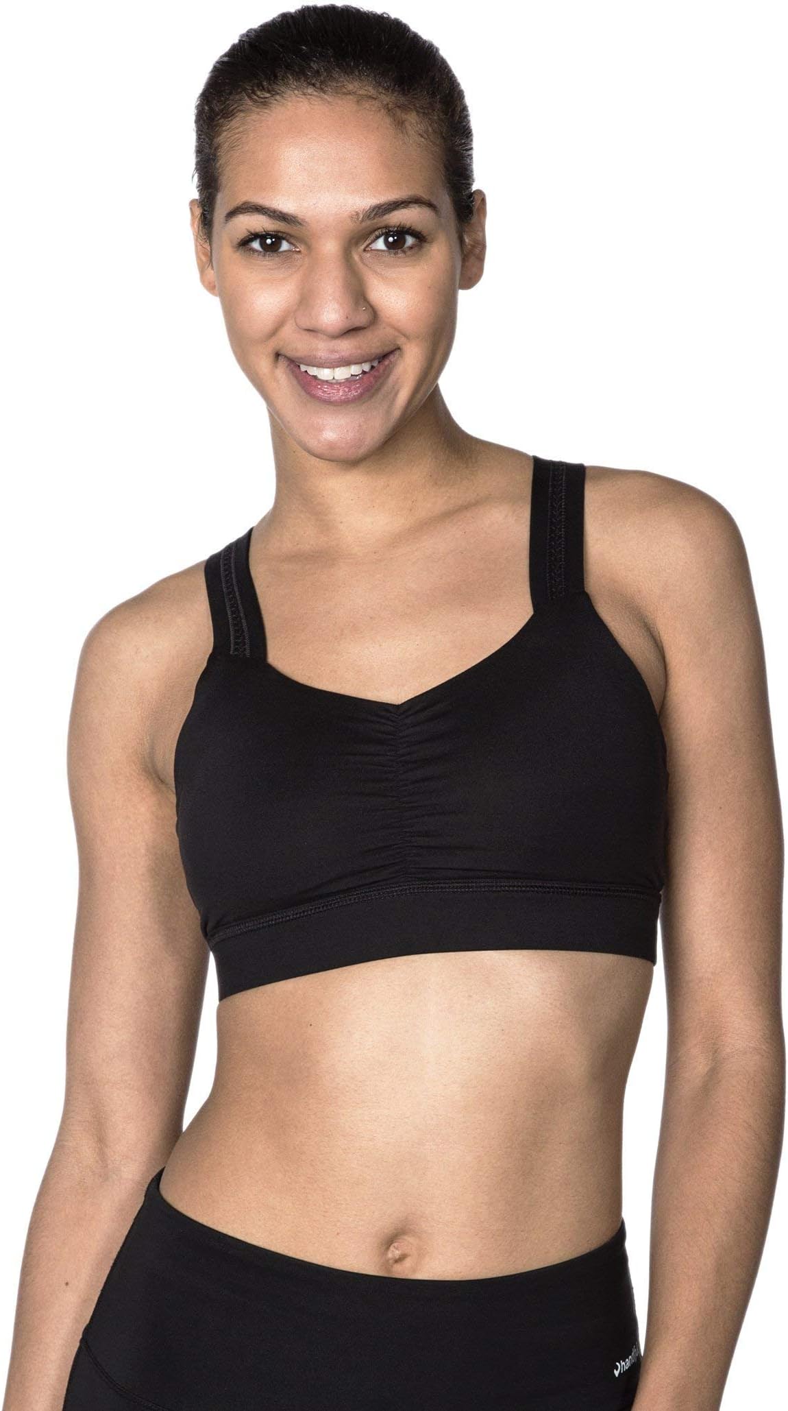 Handful Women's Y-Back Maximum Support Racerback Sports Bra with Removable Pads, Wire Free Yoga Bra