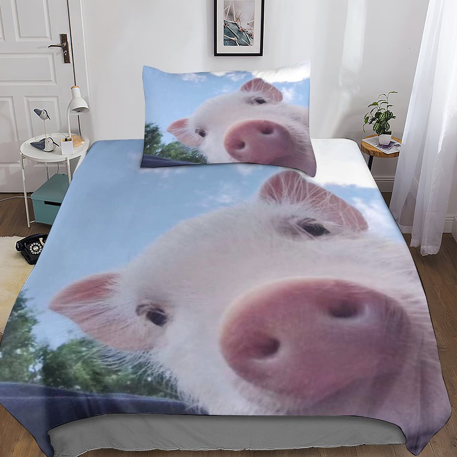 Parure de lit pig avec housse de couette motif 3D le cadeau idéal pour fille