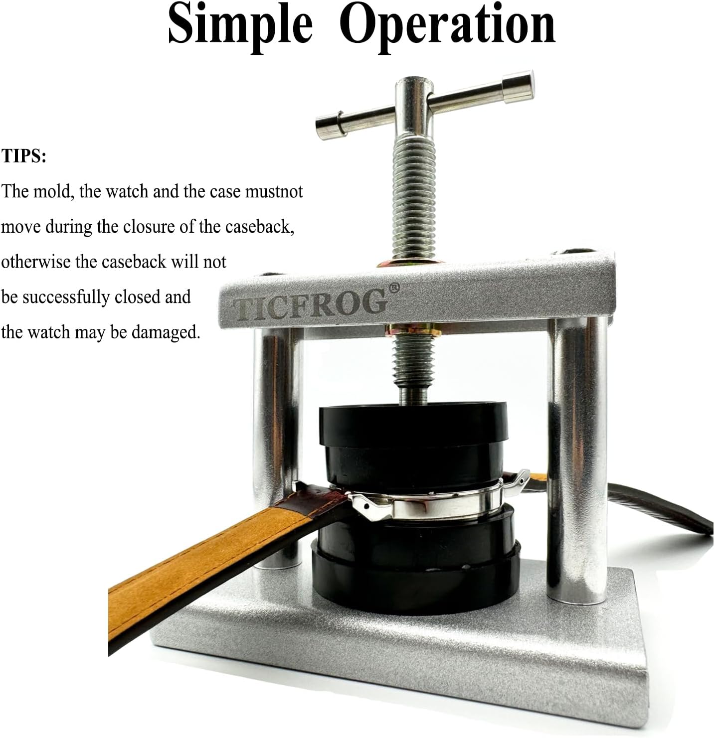 Watch Press Tool Set, Back Case Closer for Closing the Cover, Watch Battery Replacement, Watch Opener Remover, Repair Kit for Wristwatches with 18PCS Molds and A Pry Opening, Compatible with Round and Square Rectangular Dials and Backs
