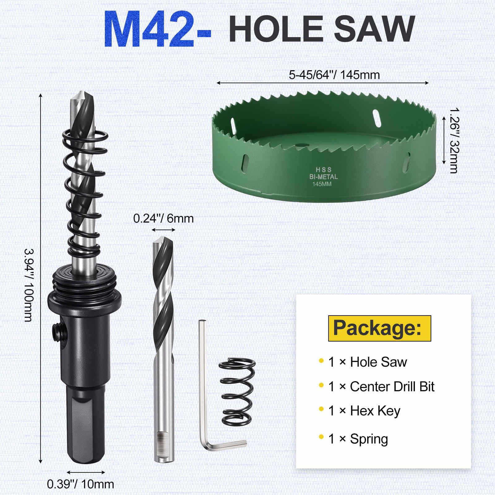 DTGN 5-45/64" Bi-Metal Hole Saw M42 HSS - 145mm Hole Cutter - Good for Thick Stainless Steel/Alloy/Aluminium/Brass/Copper - Green - Image 2