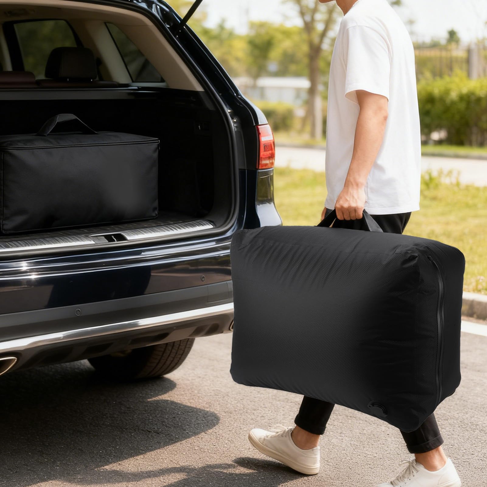 Sacchetti Viaggio Sottovuoto, 2 Sacchetti a Compressione Sottovuoto in TPU 50L 38L Impermeabili con Cerniera Ermetica e Pompa, per Zaino Viaggio Valigia Campeggio