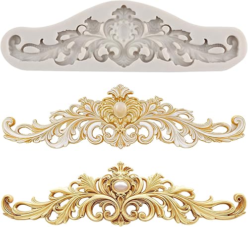 Miniatura 11 de Moldes de silicona barrocos para fondant, molde de silicona para fondant, molde de ángel de alivio de desplazamiento, molde de filigrana esculpido