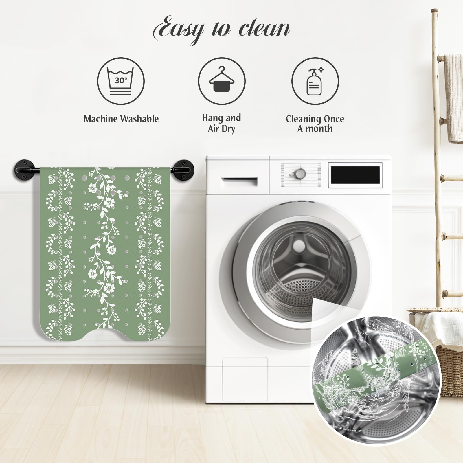 SHUCHING Tapis de Bain Antidérapant Vert Sauge, Tapis Baignoire Antidérapant, Réssistant à la Moisissure et Lavable en Machine 100 x 40 cm