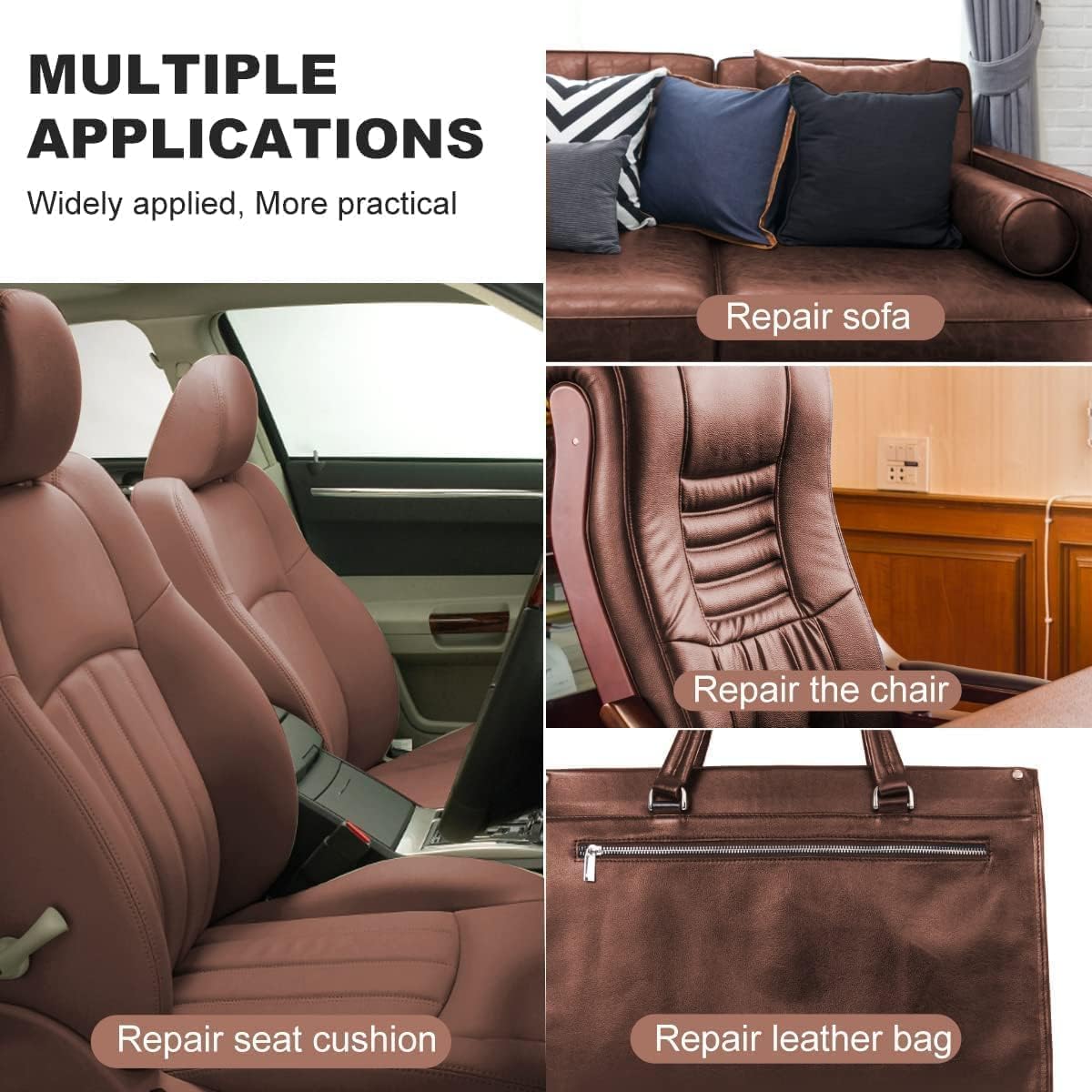 Adhesive Sheet Waterproof for Genuine Leather Repair Patch 30x60cm for Sofa Repair Car Seats Jackets Durable Self-Adhesive Couches Furniture Bags Jackets Waterproof DIY Upholstery Tape Car (Brown) 4