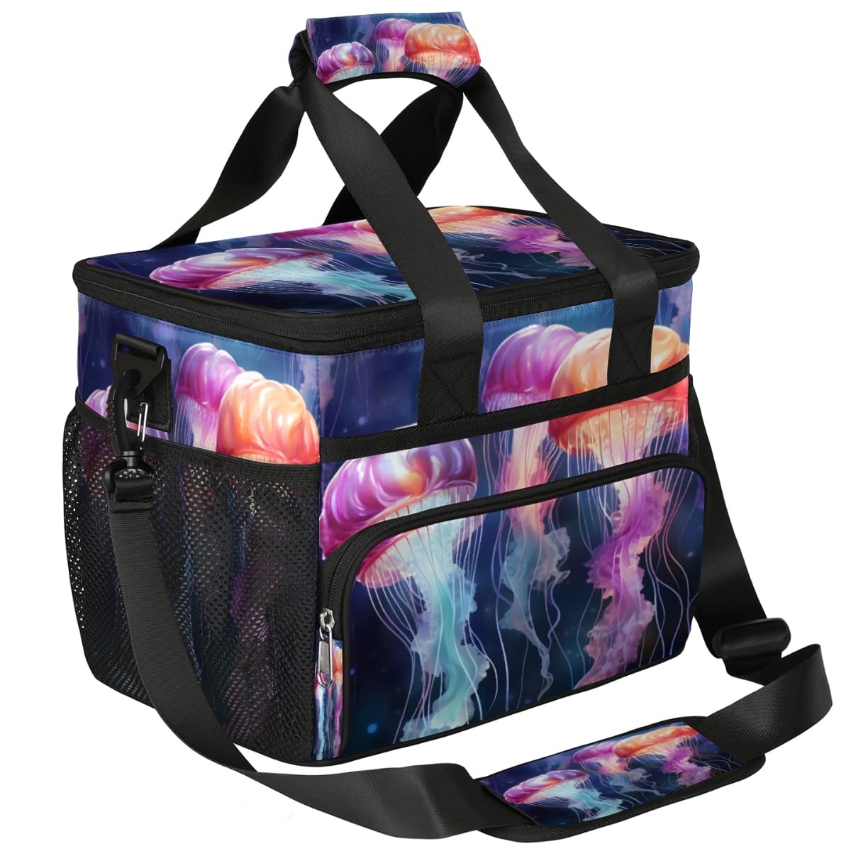 Aquatic Animal Insulated Picnic Backpack Lunch Box for Women Men Picnic Basket Tote Lunch Bag Picnic Bag Portable Lunch Bags for Picnic, Beach, Work, Trip,Office, Camp Jellyfish