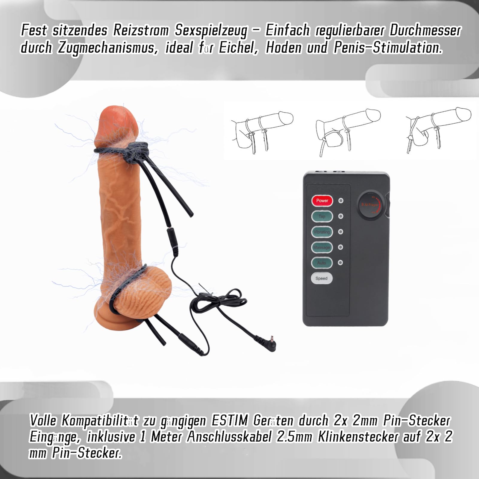 Juguetes eróticos Electroestimulación, Pene/testículo de Anillo de electrodos, tapón anal eléctrico para electroestimulación, Pinza para pezones SM Dilatador Sex Toy para parejas de mujeres y hombres