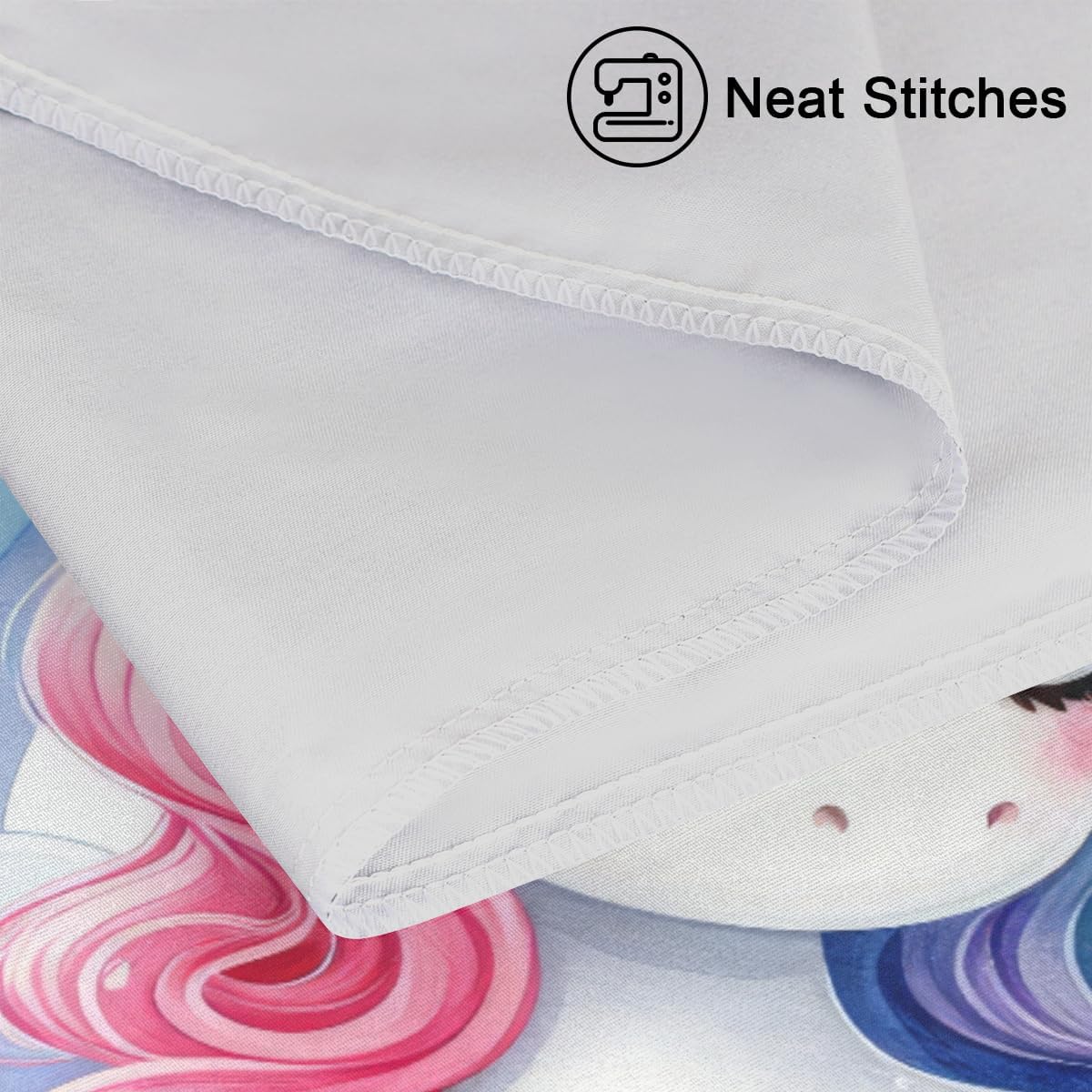 サテン枕カバー 髪と肌用 かわいいユニコーン レインボー ソフト スリップ 冷却枕カバー ファスナーなし 封筒留め キングサイズ ピ