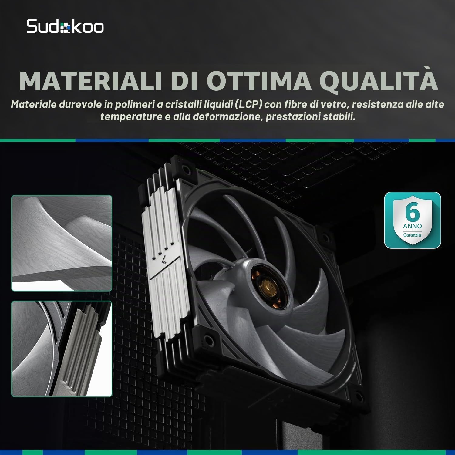 Sudokoo MACH120 3IN1 Ventole 120mm PC : Ventola di Raffreddamento Silenziosa PWM & 500-3000 RPM - Case Fan Dissipatore con LCP e Motore FOC & Correzione Dinamica del Bilanciamento, 6 Anni di Garanzia