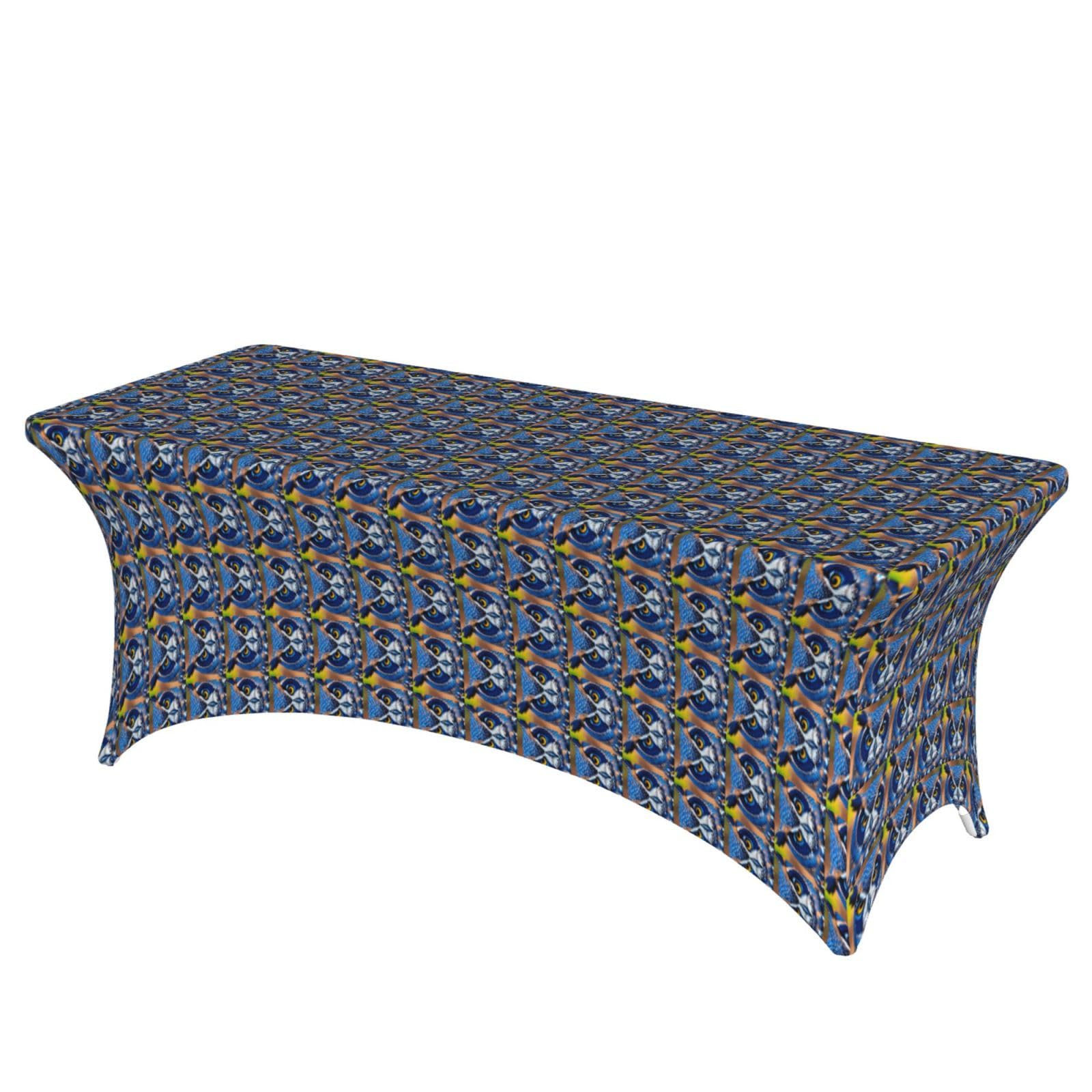 AYYQWE Blue Owl 1 Print Elastic Rectangular Tablecloth For Banquet Outdoor Picnics Office Table Cover