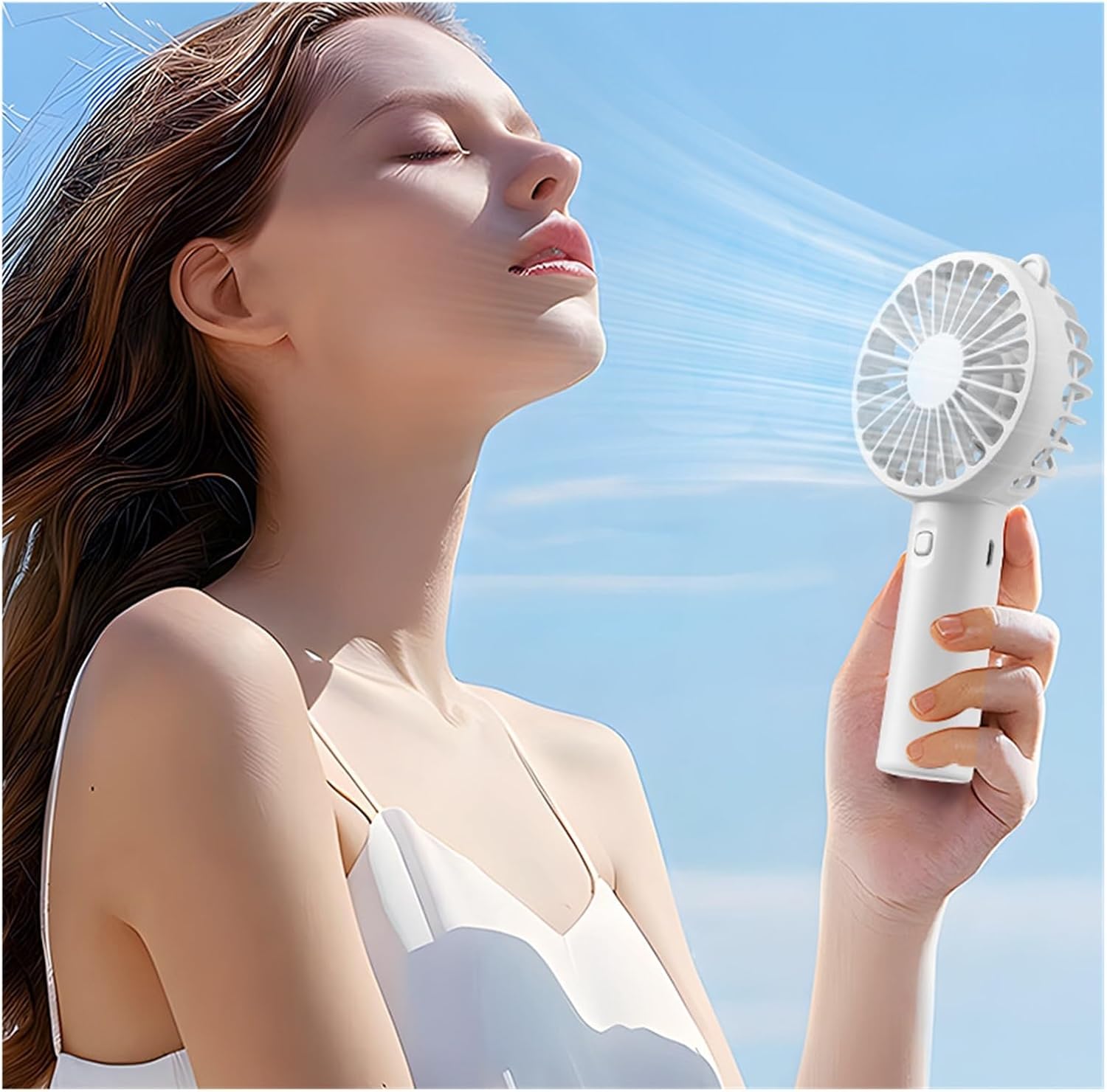 Portable Hand Fan with 3 Speed Settings, Rechargeable Personal Fan for Travel and Home Use, Efficient Airflow Desk Fan(Blue)