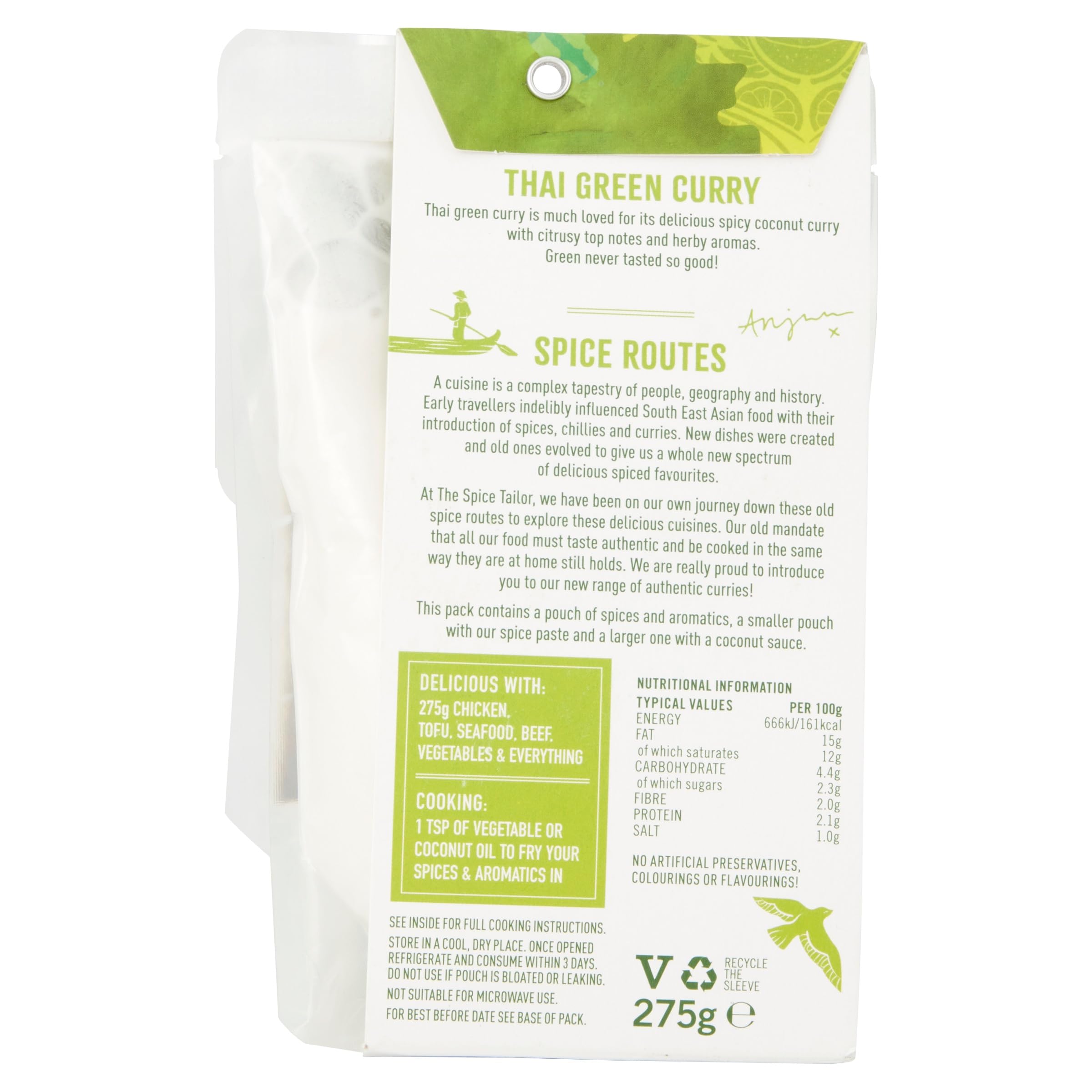 The Spice Tailor - Kit de comida de salsa de curry asiático, curry verde tailandés, paquete de 5, vegetariano