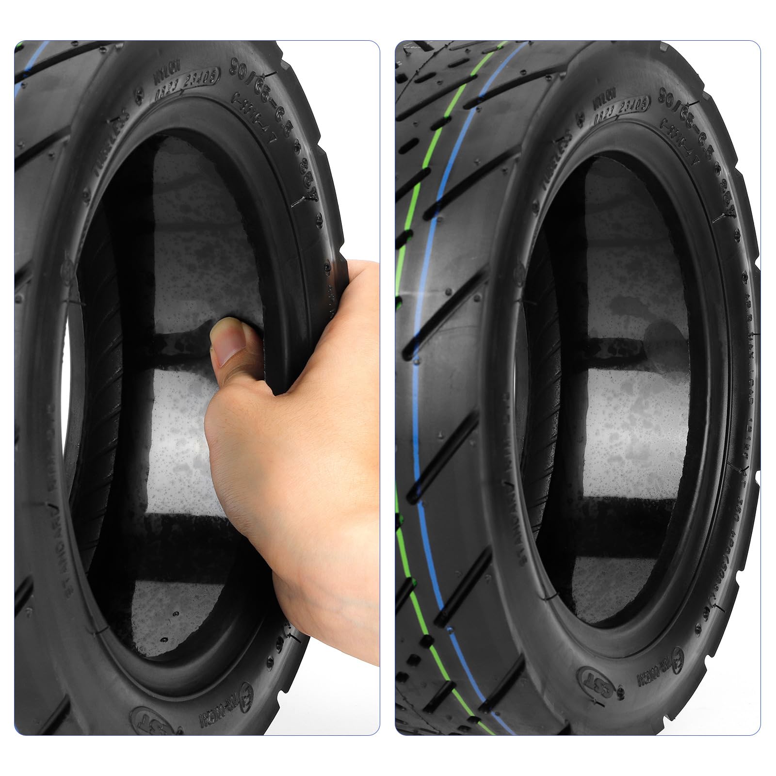 TREFAN Pneu de route auto-réparateur 90/65-6,5 - Pneu de route sans chambre à air, pneu gelée de 27,9 cm avec protection anti-crevaison en caoutchouc, convient pour scooter électrique de 27,9 cm,
